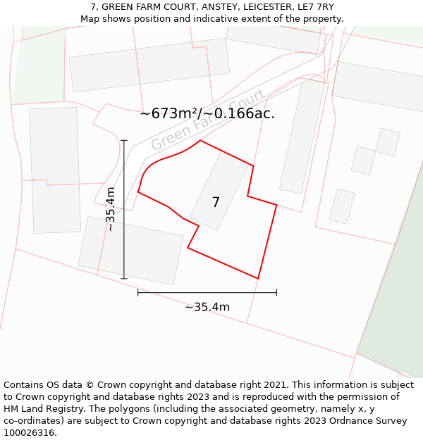 7, GREEN FARM COURT, ANSTEY, LEICESTER, LE7 7RY: Plot and title map