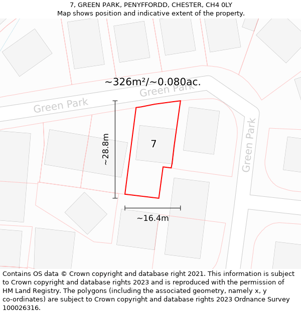 7, GREEN PARK, PENYFFORDD, CHESTER, CH4 0LY: Plot and title map