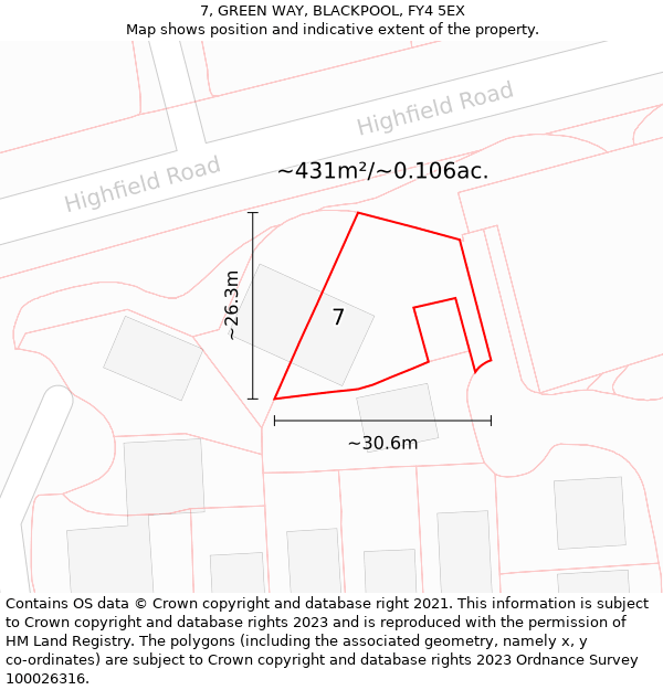 7, GREEN WAY, BLACKPOOL, FY4 5EX: Plot and title map