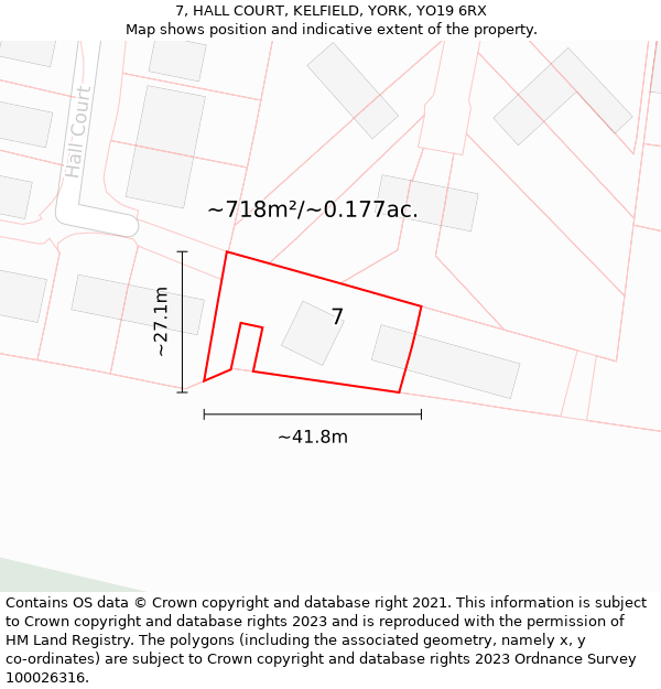 7, HALL COURT, KELFIELD, YORK, YO19 6RX: Plot and title map