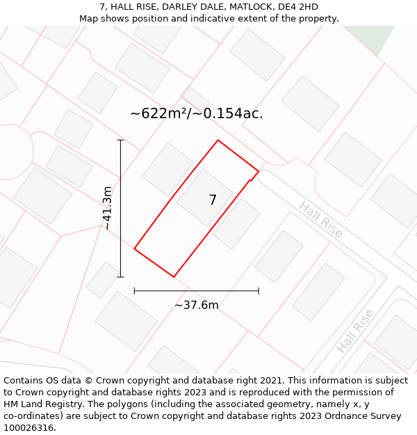 7, HALL RISE, DARLEY DALE, MATLOCK, DE4 2HD: Plot and title map