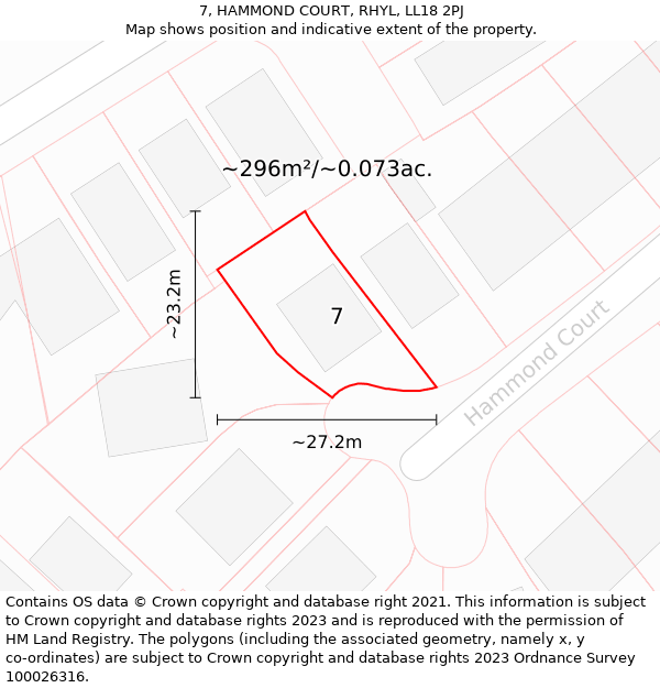 7, HAMMOND COURT, RHYL, LL18 2PJ: Plot and title map