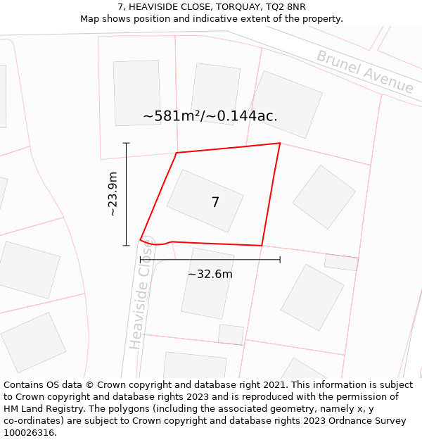 7, HEAVISIDE CLOSE, TORQUAY, TQ2 8NR: Plot and title map