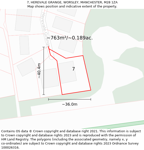 7, HEREVALE GRANGE, WORSLEY, MANCHESTER, M28 1ZA: Plot and title map