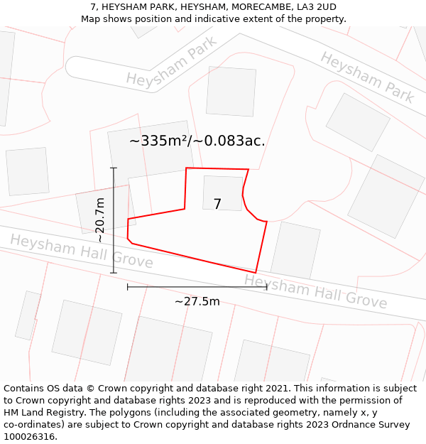 7, HEYSHAM PARK, HEYSHAM, MORECAMBE, LA3 2UD: Plot and title map