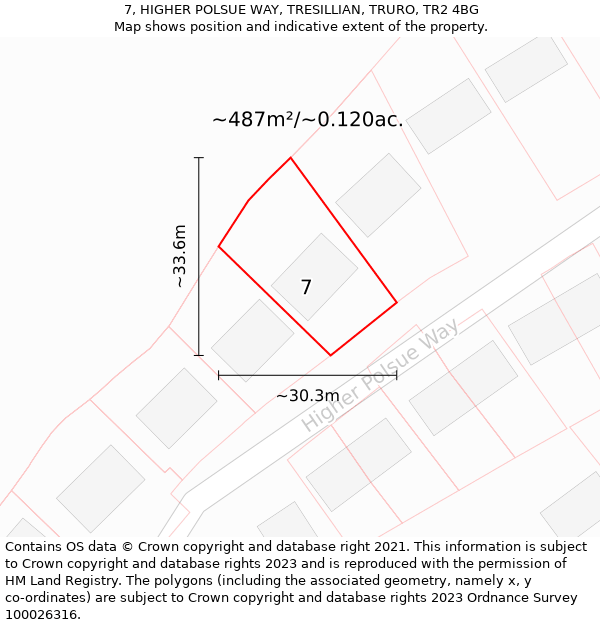 7, HIGHER POLSUE WAY, TRESILLIAN, TRURO, TR2 4BG: Plot and title map