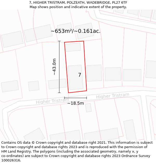 7, HIGHER TRISTRAM, POLZEATH, WADEBRIDGE, PL27 6TF: Plot and title map