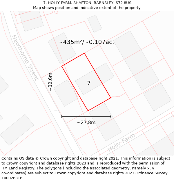 7, HOLLY FARM, SHAFTON, BARNSLEY, S72 8US: Plot and title map