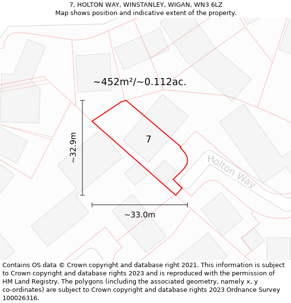 7, HOLTON WAY, WINSTANLEY, WIGAN, WN3 6LZ: Plot and title map