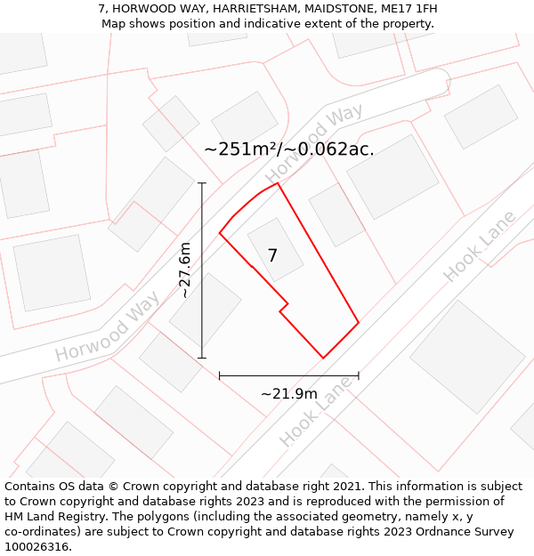 7, HORWOOD WAY, HARRIETSHAM, MAIDSTONE, ME17 1FH: Plot and title map