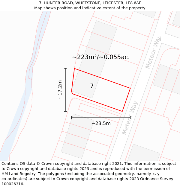 7, HUNTER ROAD, WHETSTONE, LEICESTER, LE8 6AE: Plot and title map