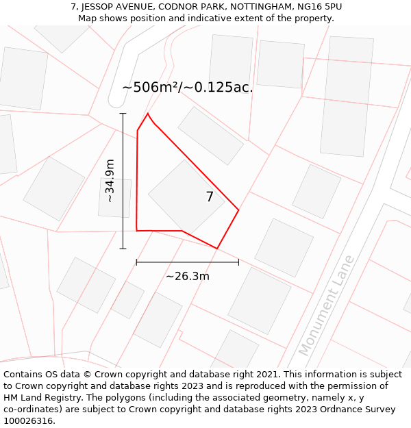 7, JESSOP AVENUE, CODNOR PARK, NOTTINGHAM, NG16 5PU: Plot and title map