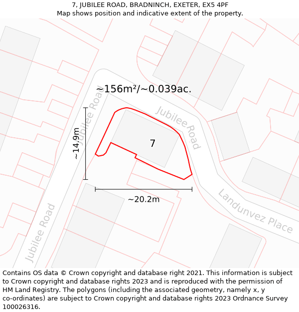 7, JUBILEE ROAD, BRADNINCH, EXETER, EX5 4PF: Plot and title map