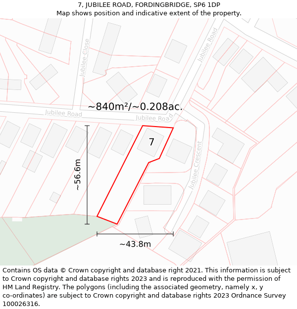 7, JUBILEE ROAD, FORDINGBRIDGE, SP6 1DP: Plot and title map