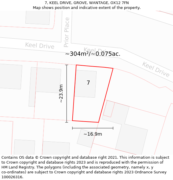 7, KEEL DRIVE, GROVE, WANTAGE, OX12 7FN: Plot and title map