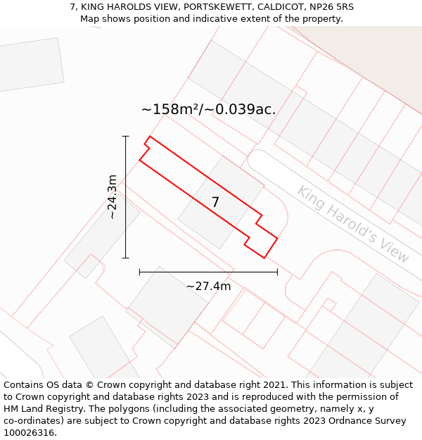 7, KING HAROLDS VIEW, PORTSKEWETT, CALDICOT, NP26 5RS: Plot and title map