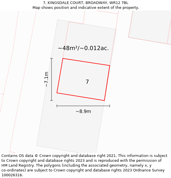 7, KINGSDALE COURT, BROADWAY, WR12 7BL: Plot and title map