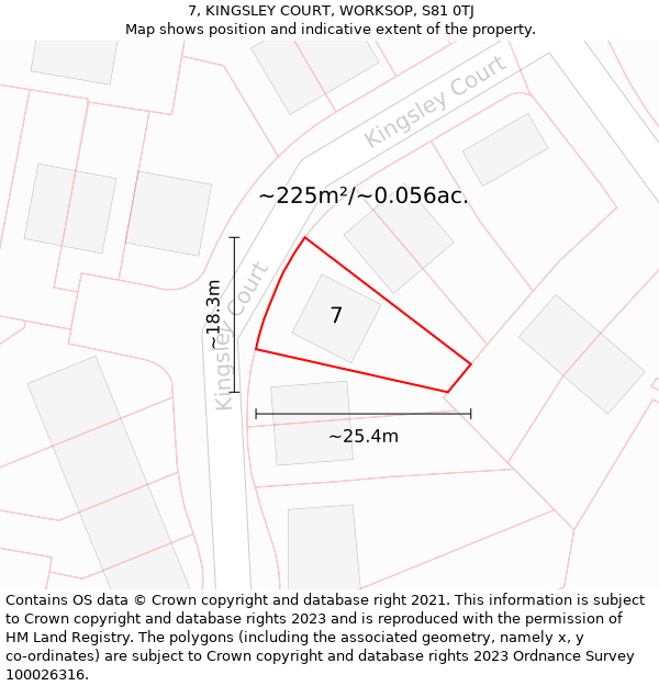 7, KINGSLEY COURT, WORKSOP, S81 0TJ: Plot and title map