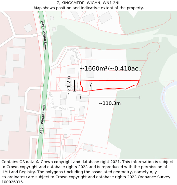 7, KINGSMEDE, WIGAN, WN1 2NL: Plot and title map