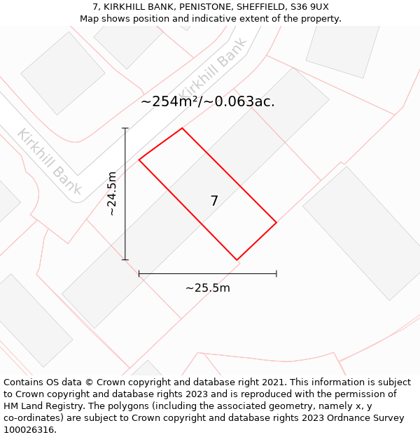 7, KIRKHILL BANK, PENISTONE, SHEFFIELD, S36 9UX: Plot and title map