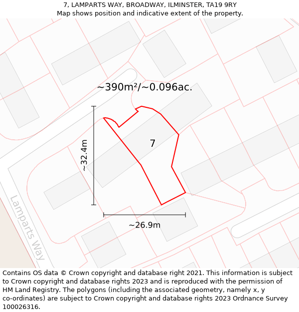 7, LAMPARTS WAY, BROADWAY, ILMINSTER, TA19 9RY: Plot and title map