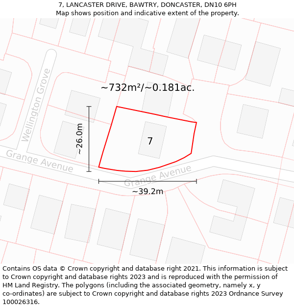 7, LANCASTER DRIVE, BAWTRY, DONCASTER, DN10 6PH: Plot and title map