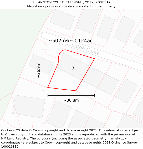 7, LANGTON COURT, STRENSALL, YORK, YO32 5AP: Plot and title map