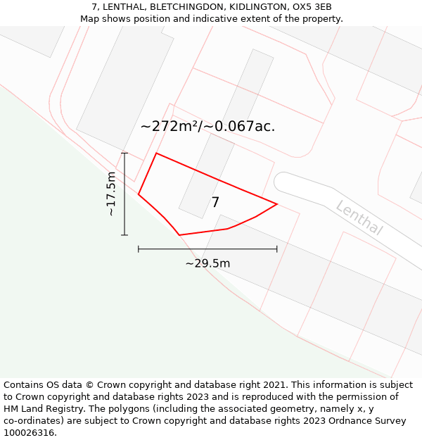 7, LENTHAL, BLETCHINGDON, KIDLINGTON, OX5 3EB: Plot and title map