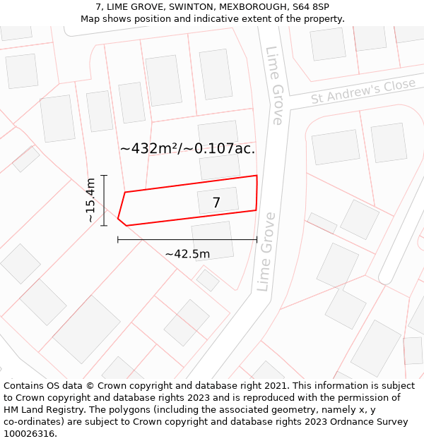 7, LIME GROVE, SWINTON, MEXBOROUGH, S64 8SP: Plot and title map