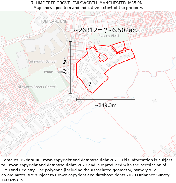 7, LIME TREE GROVE, FAILSWORTH, MANCHESTER, M35 9NH: Plot and title map