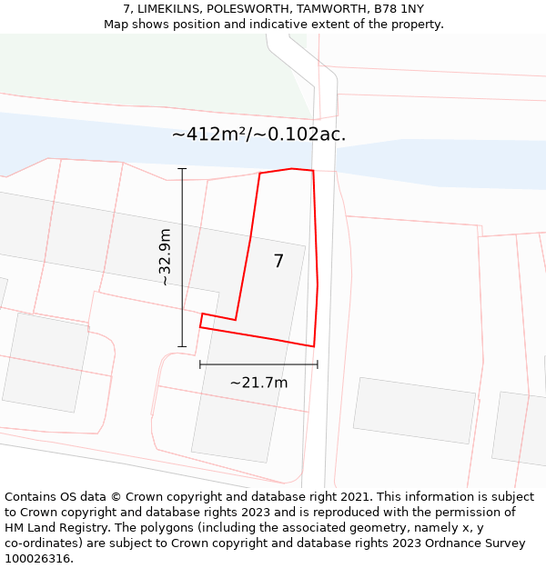 7, LIMEKILNS, POLESWORTH, TAMWORTH, B78 1NY: Plot and title map