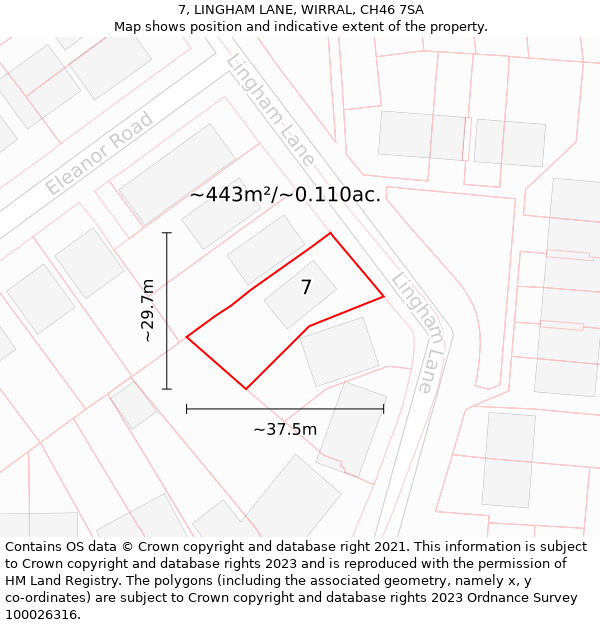 7, LINGHAM LANE, WIRRAL, CH46 7SA: Plot and title map