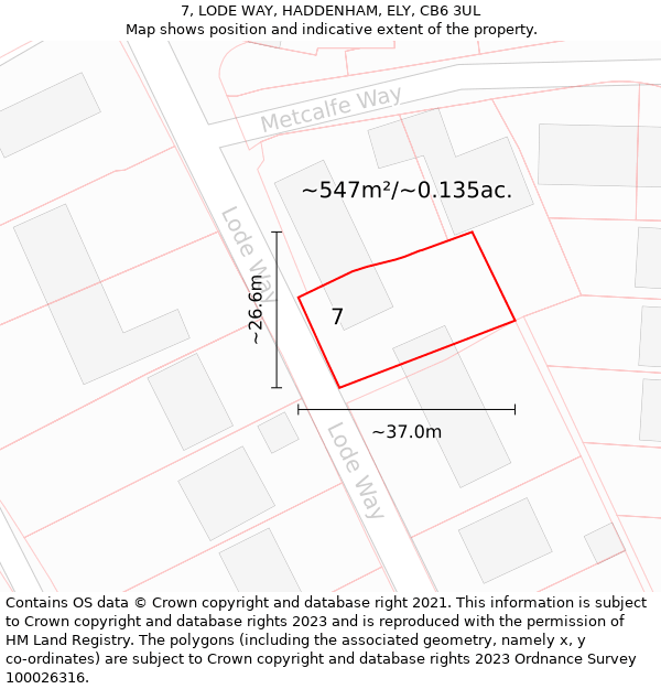 7, LODE WAY, HADDENHAM, ELY, CB6 3UL: Plot and title map