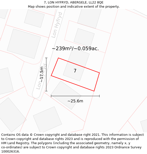 7, LON HYFRYD, ABERGELE, LL22 8QE: Plot and title map