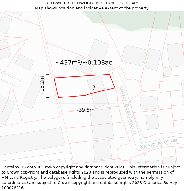 7, LOWER BEECHWOOD, ROCHDALE, OL11 4LY: Plot and title map