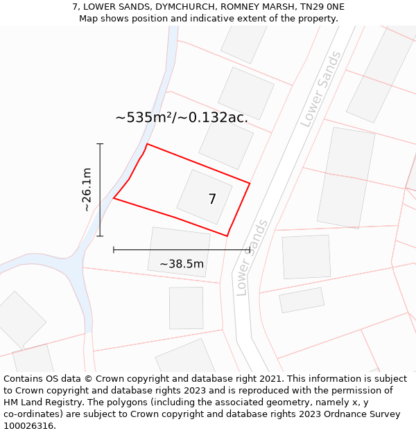 7, LOWER SANDS, DYMCHURCH, ROMNEY MARSH, TN29 0NE: Plot and title map