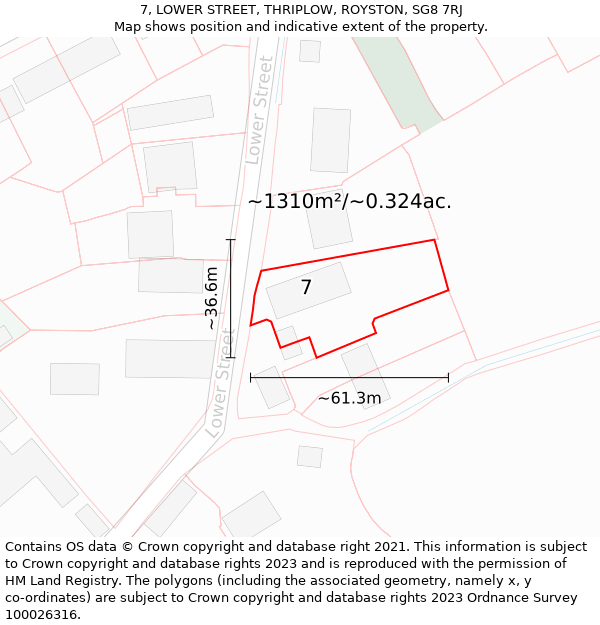 7, LOWER STREET, THRIPLOW, ROYSTON, SG8 7RJ: Plot and title map