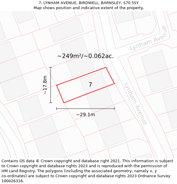 7, LYNHAM AVENUE, BIRDWELL, BARNSLEY, S70 5SY: Plot and title map