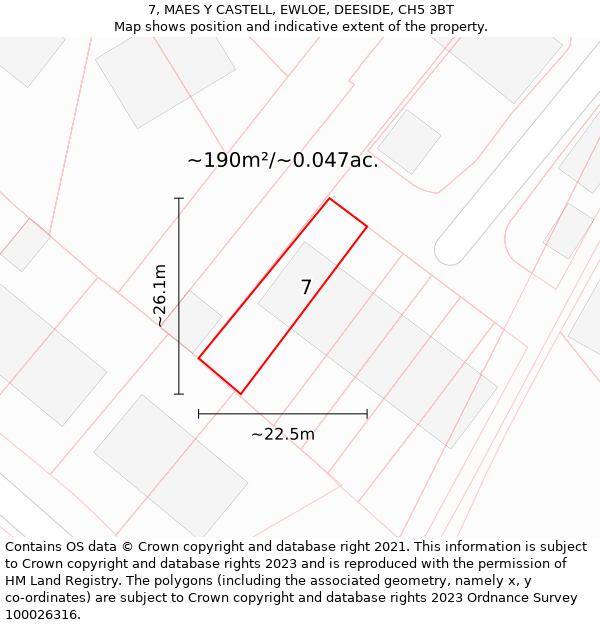 7, MAES Y CASTELL, EWLOE, DEESIDE, CH5 3BT: Plot and title map