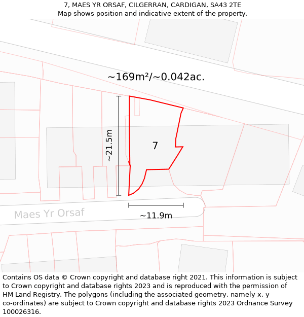 7, MAES YR ORSAF, CILGERRAN, CARDIGAN, SA43 2TE: Plot and title map