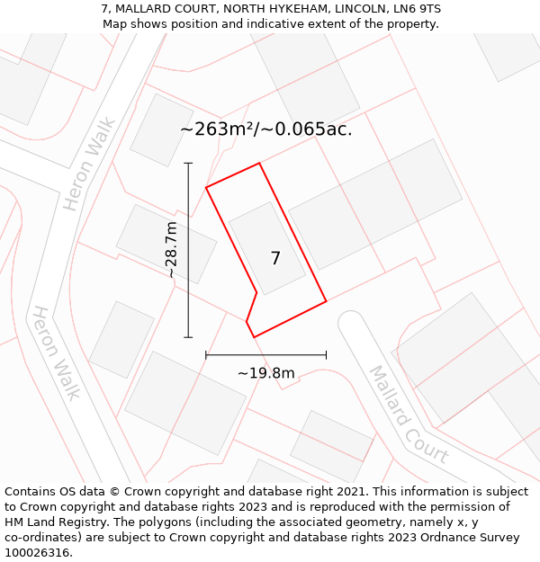 7, MALLARD COURT, NORTH HYKEHAM, LINCOLN, LN6 9TS: Plot and title map