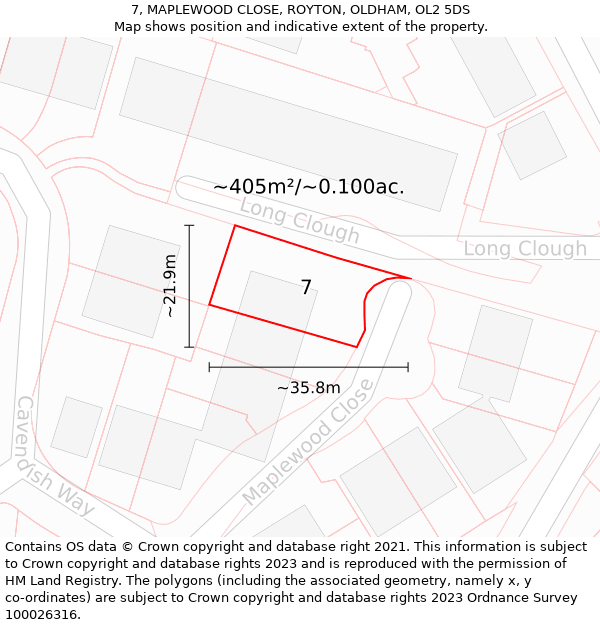 7, MAPLEWOOD CLOSE, ROYTON, OLDHAM, OL2 5DS: Plot and title map