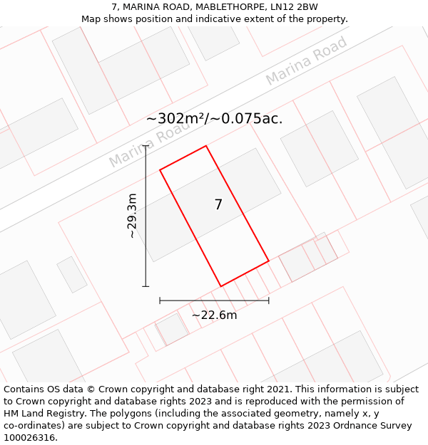 7, MARINA ROAD, MABLETHORPE, LN12 2BW: Plot and title map