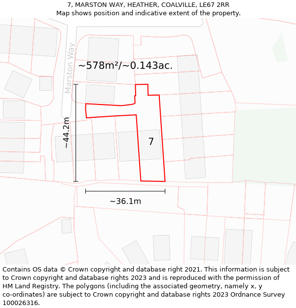 7, MARSTON WAY, HEATHER, COALVILLE, LE67 2RR: Plot and title map