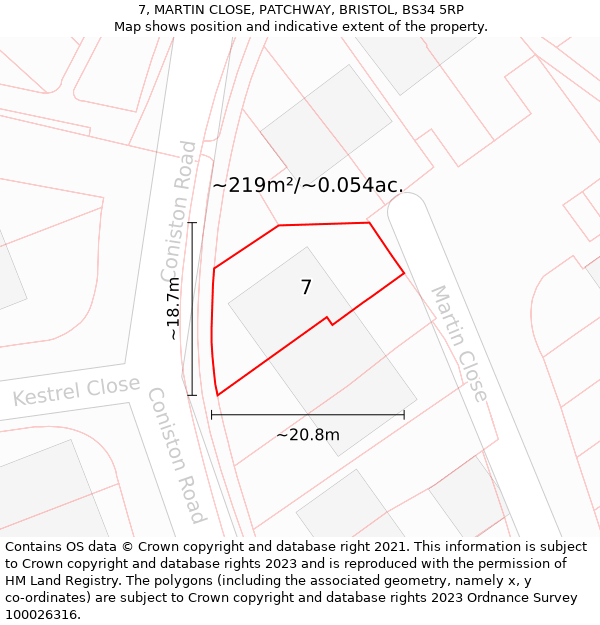 7, MARTIN CLOSE, PATCHWAY, BRISTOL, BS34 5RP: Plot and title map