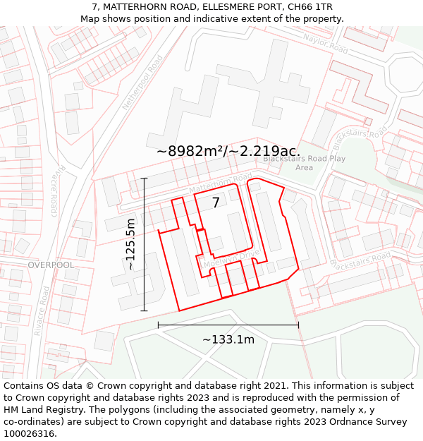 7, MATTERHORN ROAD, ELLESMERE PORT, CH66 1TR: Plot and title map