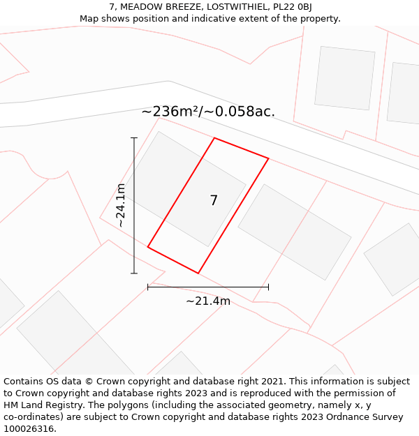 7, MEADOW BREEZE, LOSTWITHIEL, PL22 0BJ: Plot and title map