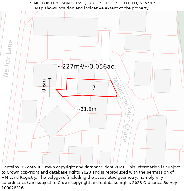 7, MELLOR LEA FARM CHASE, ECCLESFIELD, SHEFFIELD, S35 9TX: Plot and title map