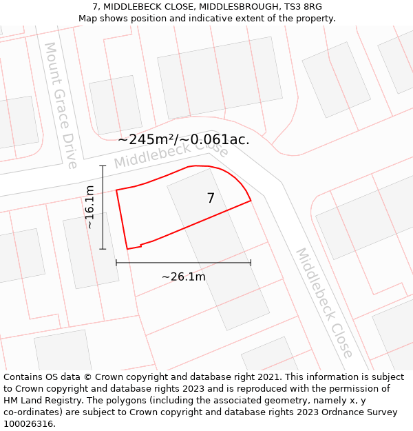 7, MIDDLEBECK CLOSE, MIDDLESBROUGH, TS3 8RG: Plot and title map