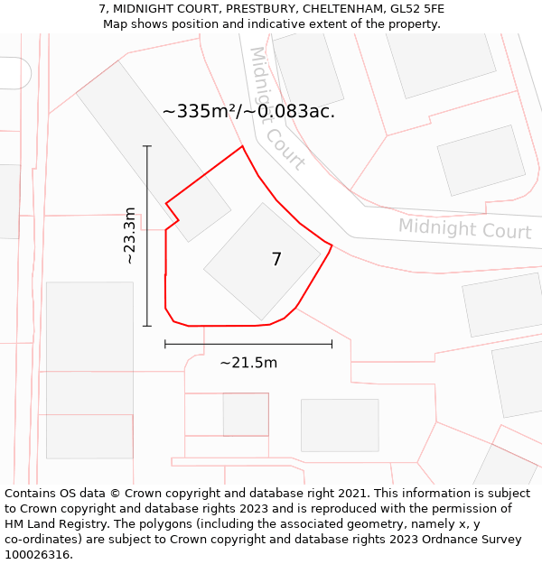 7, MIDNIGHT COURT, PRESTBURY, CHELTENHAM, GL52 5FE: Plot and title map